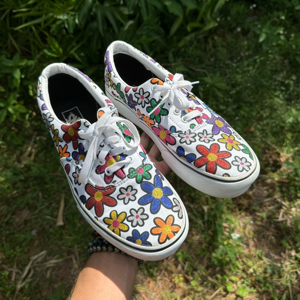 Glitter Rainbow Floral Flower Vans